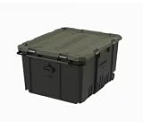 Husky 170 Gallon Pro Grip Storage Tote Wheeled with Steel Handle, 48.6 x 40.1 x 27.4 inches (Black and army green)