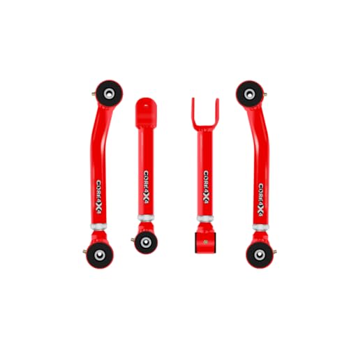 CORE 4X4-4pc Cruise Series Front Adjustable Control Arm Kit - Compatible with Jeep Grand Cherokee WJ 99-04 (Red)