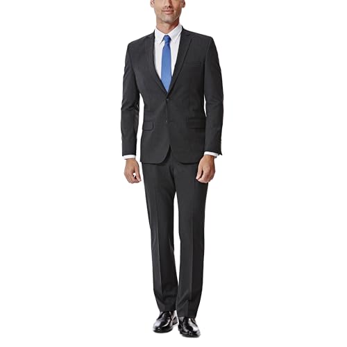 J.M. Haggar Men's JMH Premium Stretch Slim Fit Suit Separates-Pants & Jackets, Charcoal Heather, 40 Tall