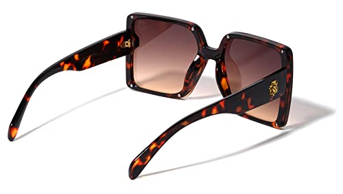 Kleo Royal - Rimless Studded Flat Lens Square Side Coin Lion Head Medallion Hip Hop Sunglasses3