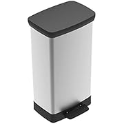 Curver Deco Bin 50 Liter Perfect for Household Use Indoor for Garbage Disposal, Black/Silver