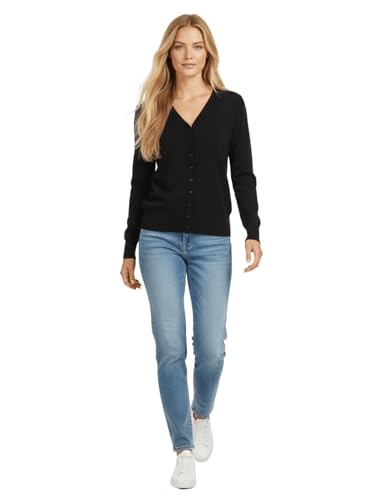 Image of YEMAK Women's Knit Cardigan Sweater - Long Sleeve V-Neck Basic Classic Casual Button Down Knitted Soft Lightweight Top
