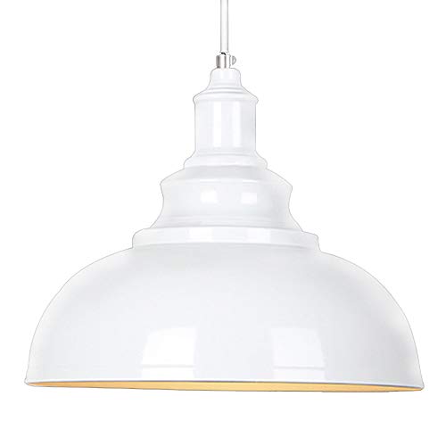 Industrial Lámpara Colgante Retro, E27 Retro Lámpara de Techo Ø30cm Vintage Metal Lámpara de Araña Iluminación Decorativa para Loft Restaurante Coffee Bar (Blanco)