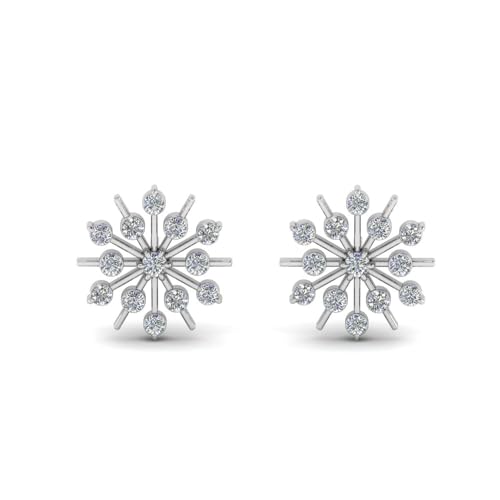 14K Gold 1/2 Carat Round Cut Lab Grown Diamond Snowflake Stud Earrings For Women (0.45 Ctw, G-H Color, SI1-SI2 Clarity) Premium Collection
