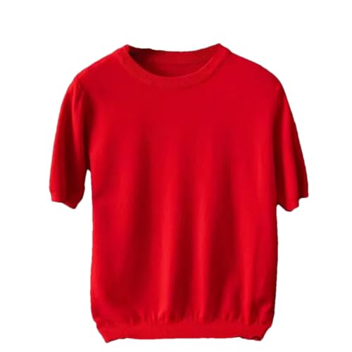 Men’S Round Neck Short Sleeve Cashmere Knitted Breathable Luxury Casual Basic Jumper Tops