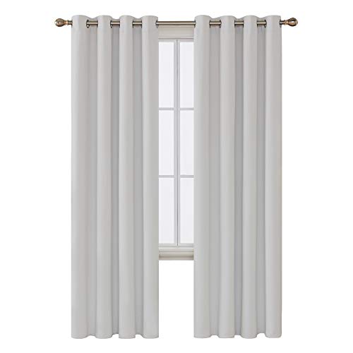 Image of Deconovo Blackout Curtain Room Darkening Panel for Bedroom or Living Room Grommet Thermal Insulated Lighting Reduce Drape 52 x 95 Inch Greyish White 1 Panel