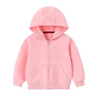 YAGATA Toddler Sweatshirt Zip Up Boys Girls Cotton Pullover Hoodie Solid Fall Winter Sport Pullover Jacket Coat for Kids 4-5T Pink 120