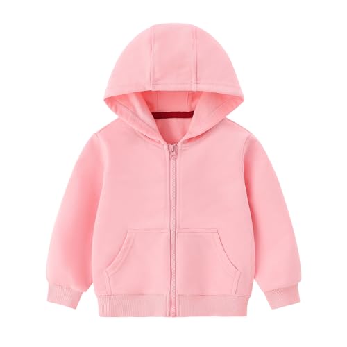 Toddler Hoodie Jacket Boys Long Sleeve Full Zip Hooded Solid Fall Winter Sport Pullover Sweatshirt Coat for Kids