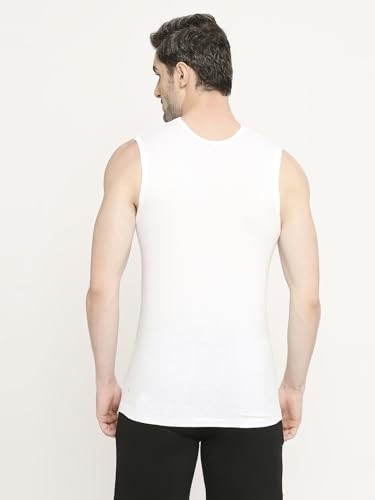 Image of VIP FAB 100% Cotton Round Neck Sleeveless Broad Shoulder Vest Combo Set for Mens, White