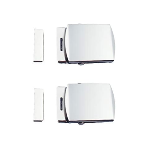 AOHOCA Classic Military Slider Style Buckle with End Tip,Shiny Silver Plating Army Buckle,Pack of 2 sets (40mm) Cover