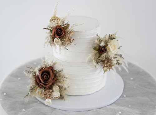 Set de decoraciones florales para pastel de boda miniatura 2