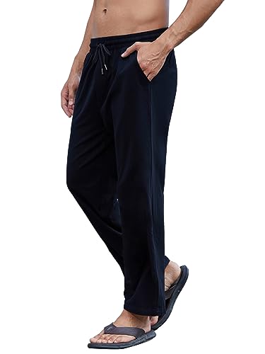 Men's Cotton Linen Loose Pants Casual Drawstring Elastic Waist Beach Trousers