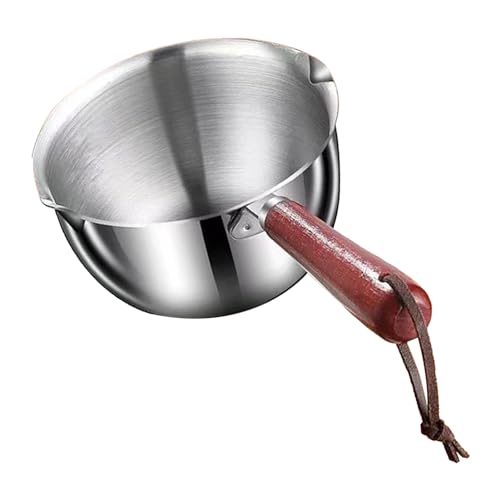 Phefop Mini Olla Calentadora de Mantequilla, Calentadores de Mantequilla, Sartén Calentadora de Leche con Aceite de Acero con de Seguridad y Diseño Antigoteo para Freír en la Cocina, Rociar y