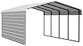 Arrow Carports Galvanized Steel Carport, with 1-Sided Enclosure, Compact Car Metal Carport Kit, 12' x 20' x 7', Eggshell
