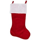 Northlight Traditional Plush Red with White Cuff Christmas Stocking, 36'