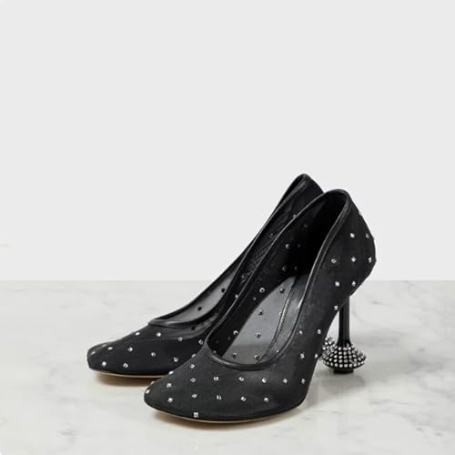 Talons hauts élégants et chaussures confortables à strass pour dîner - 6
