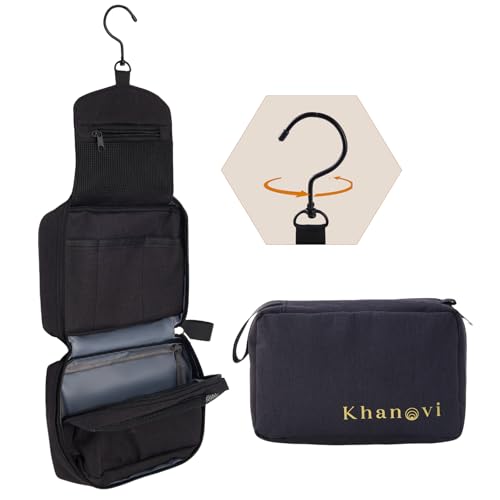 Khanovi - Neceser Viaje Mujer, Bolsa de Aseo Hombre con Gancho Giratorio de Metal, Compacto y con múltiples Compartimentos. Neceser Mujer y Hombre, Bolsa Maquillaje Hecha para ti (Makeup Bag)