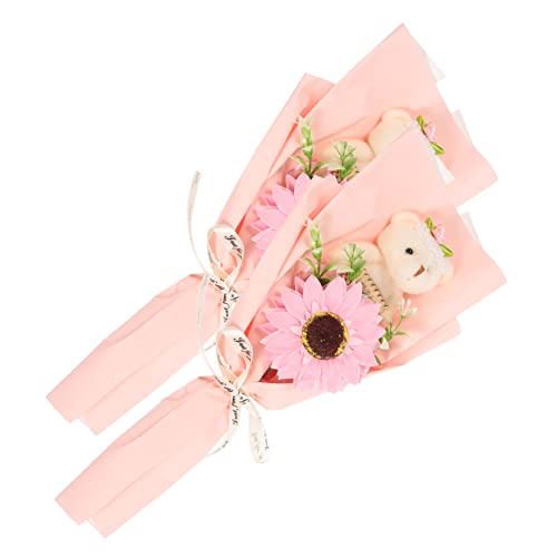 Yardenfun 2Pcs Artificial Graduation Bear Bouquet Cute Flower Arrangement for Graduation Party Supplies Photo Prop and Present