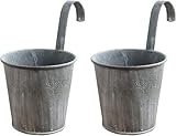 Blumentopf Hängend Metall Blumentöpfe zum Aufhänge Vintage Style Hängetopf mit Haken Eisen Hängetöpfe Balkontopf Robuster Übertopf Vase Pflanztopf für Balkon Garten Wand Terrasse Innen Außen (2PCS)
