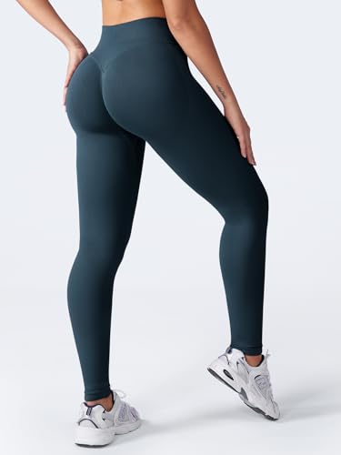 VOYJOY Leggings femininas de impacto, sem costura, apertadas, para treino, cintura média, controle d