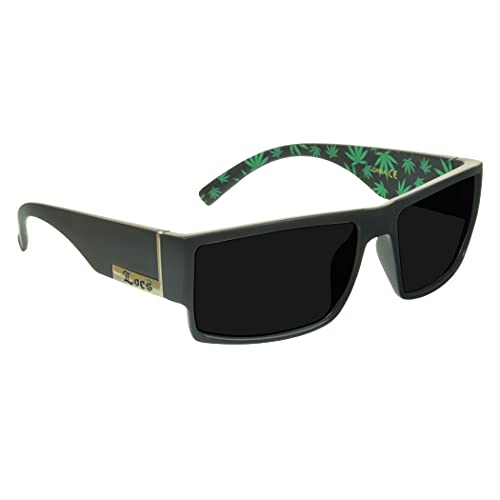 Locs Super Dark Wrap-Around Sunglasses for Men – Black Lowrider Gangster Cholo Vintage Style, Flat Top Design