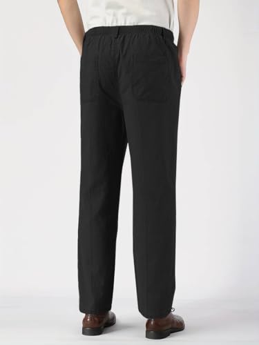 Image of TAGDO Men's Linen Pants | Elastic Waist Pants | Casual Trousers for Men | Straight Fit | Everyday Casual Pant | Perfect for Beach, Resort, Lounge & Vacation Wear (2060)