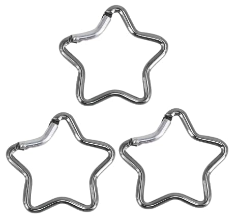 3Pcs Gun Color Carabiner Clip Star Shaped Climbing Buckle Aluminum Alloy Heavy Duty Keyring Hook for Camping Fishing Hiking Traveling Spring Loaded Carabiner Accessory and Keychain Carabiners