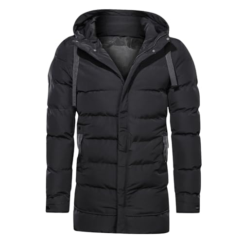 Genérico Plumas Hombre Impermeable, Anorak Hombre Invierno, con Bolsillos con Capucha Manga Larga Espesamiento Cazadora Plumas Color Sólido Casual Cómodo Abrigo Adecuado para Uso Diario