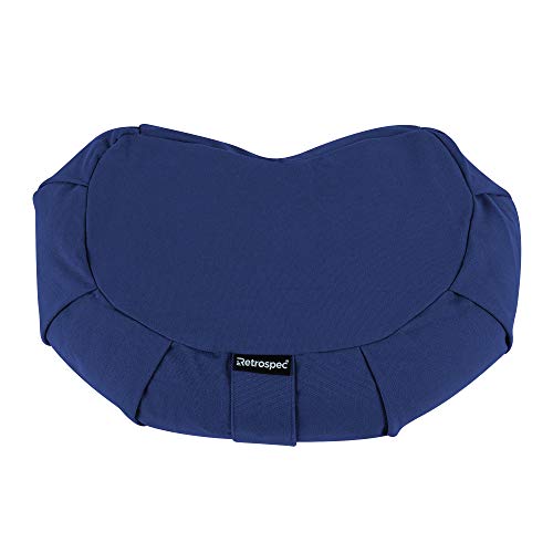 Image of Retrospec Sedona Zafu Yoga Meditation Cushion with Carry Handle and Filled with buckwheat Hulls; Midnight Blue, Crescent