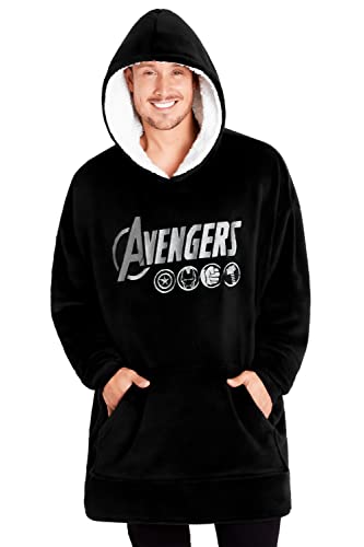 Marvel Sudadera Oversize Hombre Avengers Capitan America Thor Black Panther (Negro Avengers)