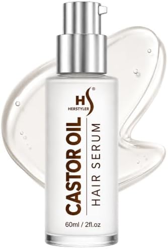 HerStyler Castor Oil Hair Serum - with Argan Oil, Vitamin E, Aloe - 2 Fl Oz