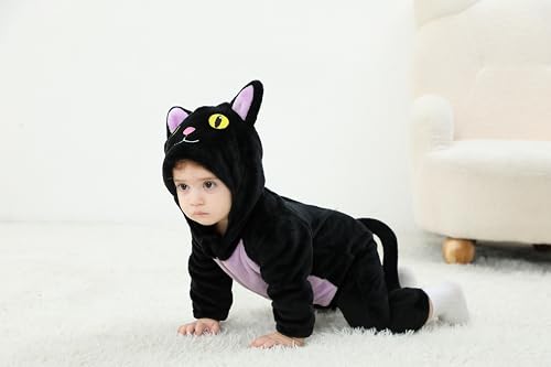 Disfraz de gato negro para bebé niño y niña miniatura 3
