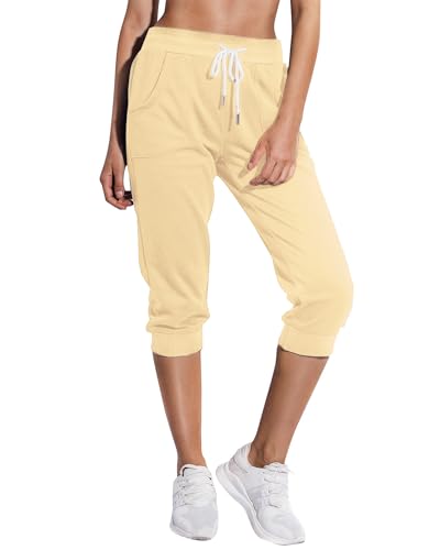 Pantalon de survêtement pour femme ample avec poches taille L abricot