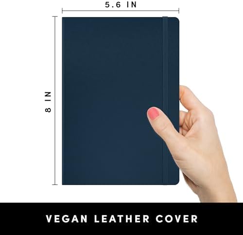 PAPERAGE Blank Journal Notebook, (Navy), 160 Pages, Medium 5.6 in x 8 in - 100 GSM Thick Paper β Hardcover Journaling Notebook for Work, School, Note Taking or Sketching - 1