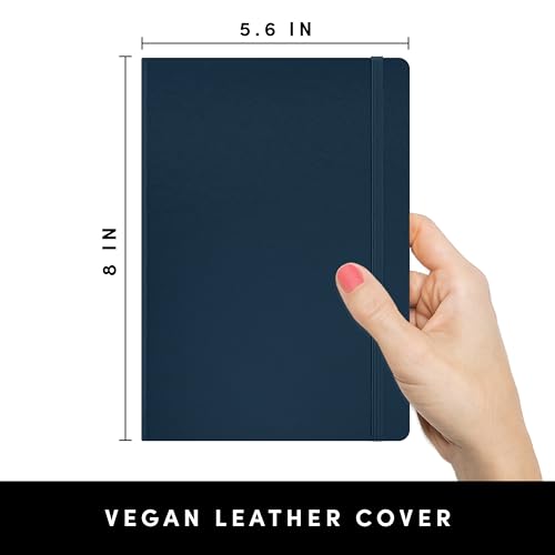PAPERAGE Blank Journal Notebook, (Navy), 160 Pages, Medium 5.6 in x 8 in - 100 GSM Thick Paper – Hardcover Journaling Notebook for Work, School, Note Taking or Sketching