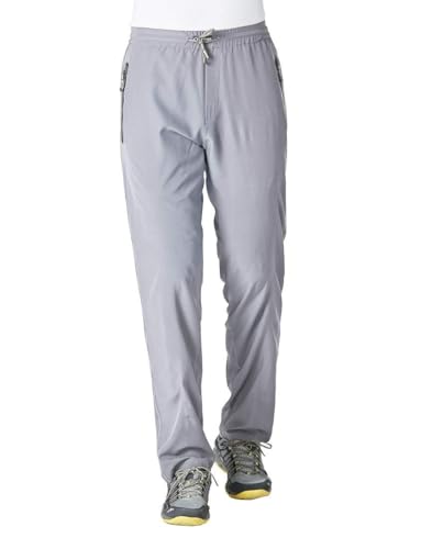 Rdruko Men's Sweatpants with Zipper Pockets Athletic Pants for Jogging, Workout, Gym, Running, Exercise Open Bottom(Light Grey, US XXXL)