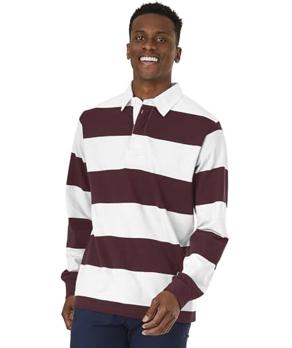Image of Charles River Apparel Unisex Classic Rugby Shirt | Premium cotton jersey rugby shirt with yarn-dyed stripes, twill collar, and classic unisex fit for casual or team wear.