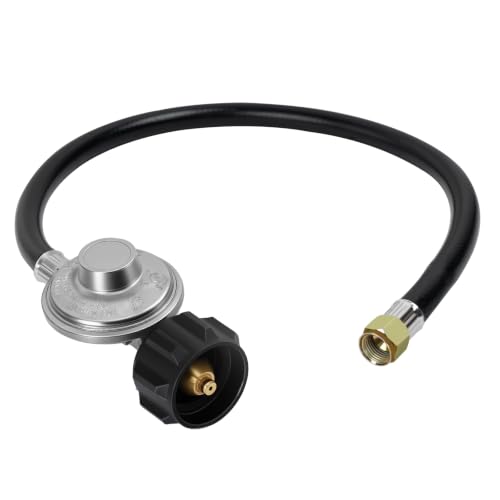 SHINESTAR 2 FT Propane Regulator with Hose Universal Gas Grill Regulator and Hose Replacement Part 3/8 Female Flare for Blackstone 28/36 Griddle Weber Grill Patio Heater and Fire Pit Table
