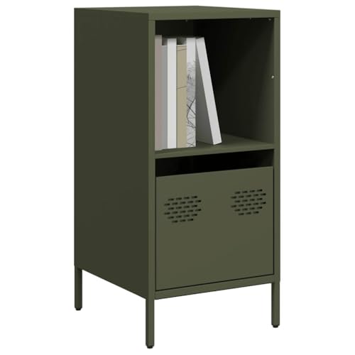 Woonisher Aparador Verde Oliva 35x39x73,5 cm Acero Laminado en frío Mueble de Cocina Buffet Comedor Buffet Mueble de Cocina pequeño Mueble de almacenaje
