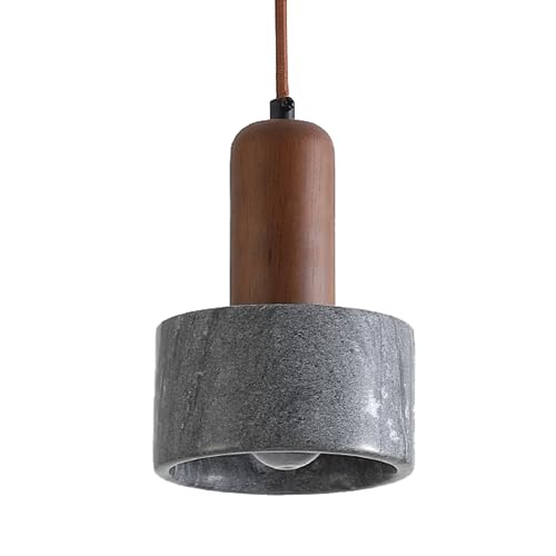 Lustre en Pierre et Noyer E27 - Éclairez votre Salon et Bureau avec Style Nordique Épuré