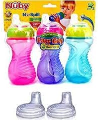 Miniatura 2 de Nuby Taza de fácil agarre sin derrames 10 onzas rosamoradoazul