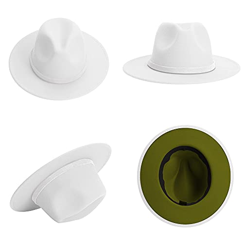 Image of Wide Brim Fedora Hats for Women Mens Felt Fedora Hats With Belt Buckle