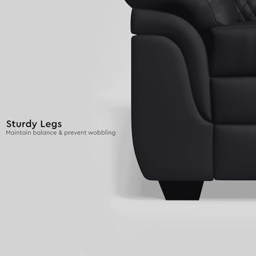 Image of Interio by Godrej Sofa Orleans Plus 1 Seater Sofa for Living Room, Leather, Black