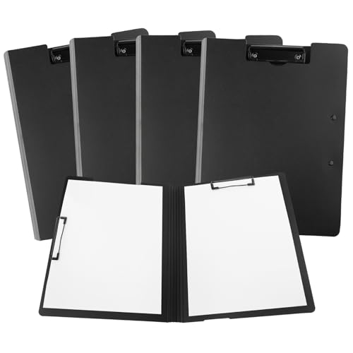 4 Piezas Portapapeles A4, Carpeta de Plástico Plegable con 2 Clips, Papel Portapapeles A4 para El Trabajo, Voltear el Portapapeles A4 360 Grados Para Oficina, Negocios, Restaurante