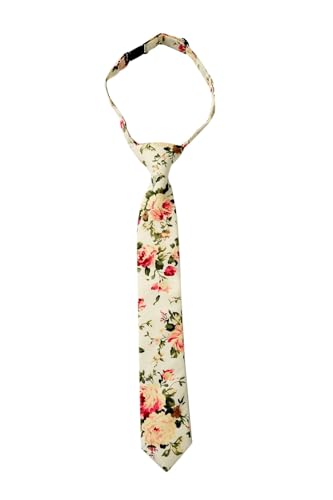 Otis & Oliver Boys Floral Tie Pre-Tied Kids Necktie Age 1-12 Adjustable Woven Cotton Church Wedding School Graduation