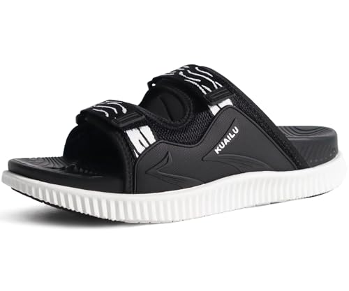 Image of KuaiLu Mens Orthotic Sandals Athletic Thick Cushion Recovery Sport Slides Adjustable Strap Open Toe Walking Sandles With Comfortable Plantar Fasciitis Arch Support