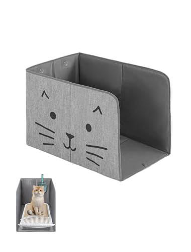 Coorganisers Waterproof Cat Litter Box Enclosure Splash Guard with Removable Mat, Cat Box Enclosure...