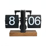 rockible Orologio Meccanico da Tavolo Visibilità Chiara Orologio in Legno Retrò Precisa, Nero Completo No 24 Ore