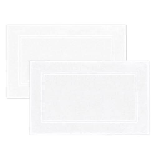 Tens Towels Pack of 2 Bath Mats 100% Cotton, 20 x 32 Inches, Super Absorbent, Hotel Quality Premium Floor Towels, Luxurious, Soft & Quick Dry, Not a Bathroom Rug, White