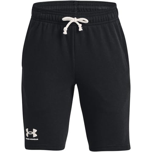 Short en terry noir Under Armour pour garçon en taille Youth Large